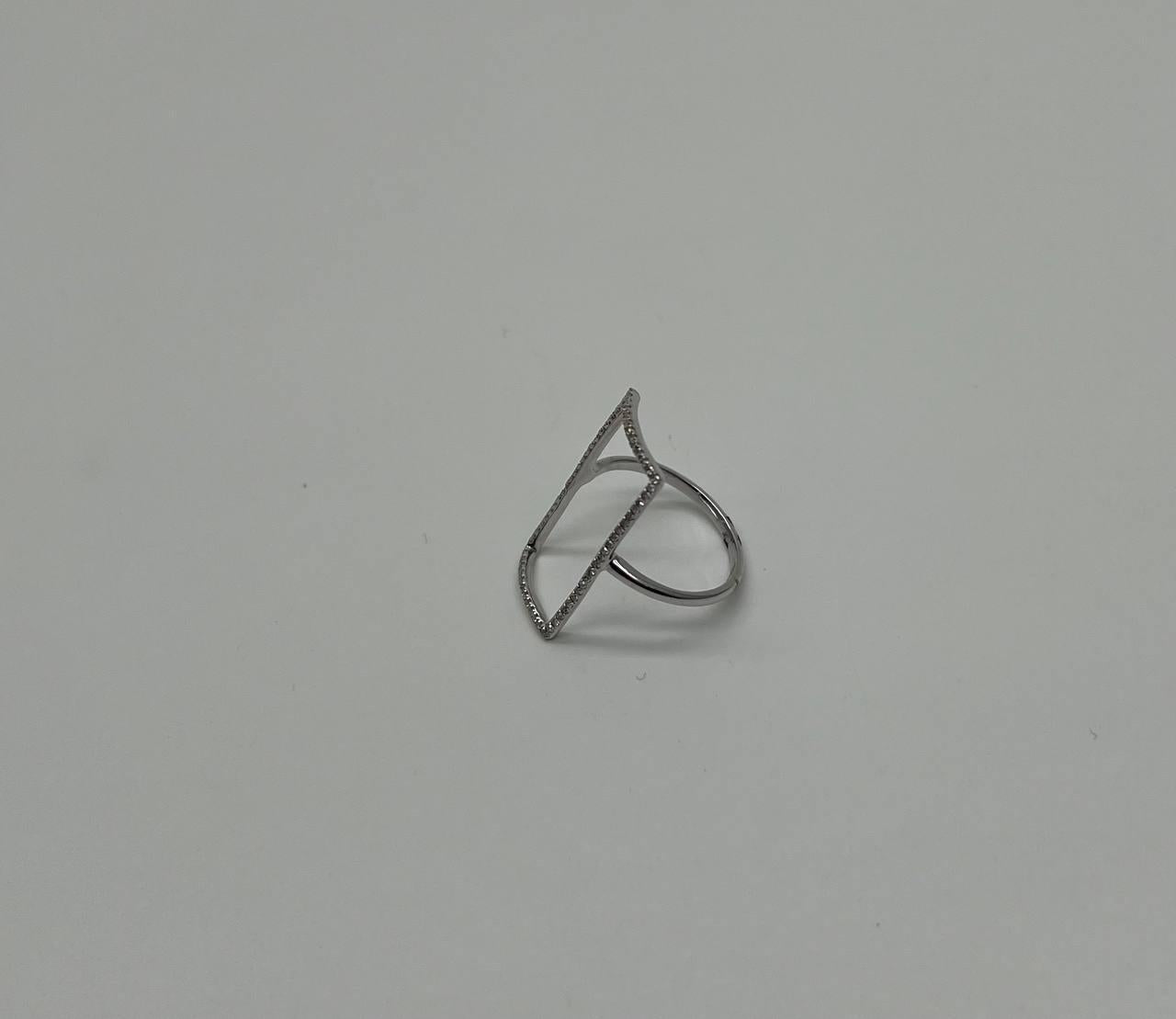 rectangle diamond perimeter geometric 14 karat white gold statement ring