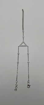 Finger Ring Chain Triangle Geometric Diamond 18K White Gold Statement Bracelet