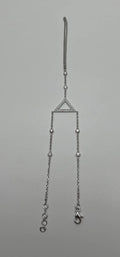 Finger Ring Chain Triangle Geometric Diamond 18K White Gold Statement Bracelet
