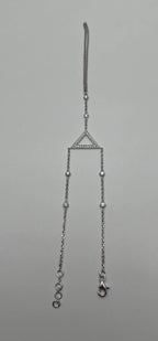 Finger Ring Chain Triangle Geometric Diamond 18K White Gold Statement Bracelet
