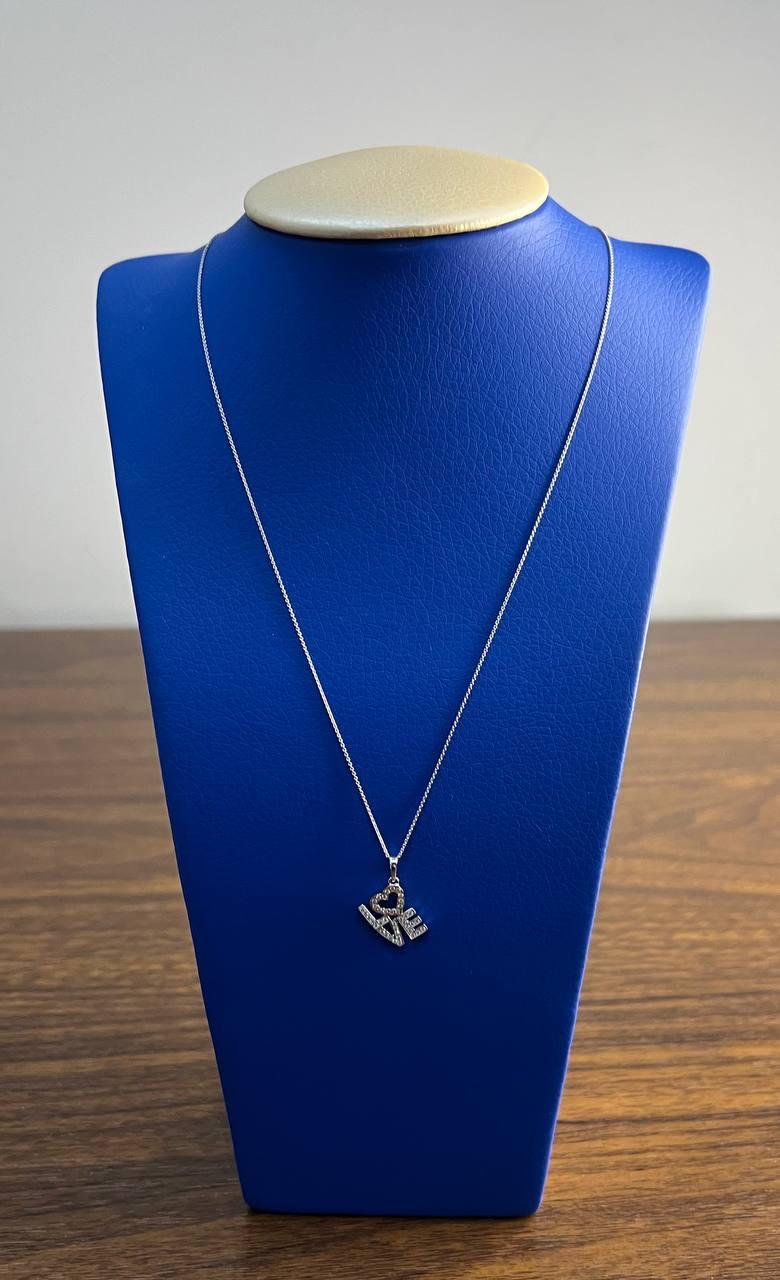 Love Heart Romance Romantic White Diamond 14K White Rose Gold Necklace Pendant