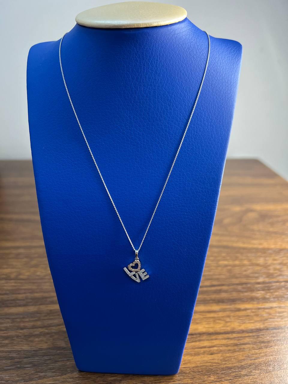 Love Heart Romance Romantic White Diamond 14K White Rose Gold Necklace Pendant