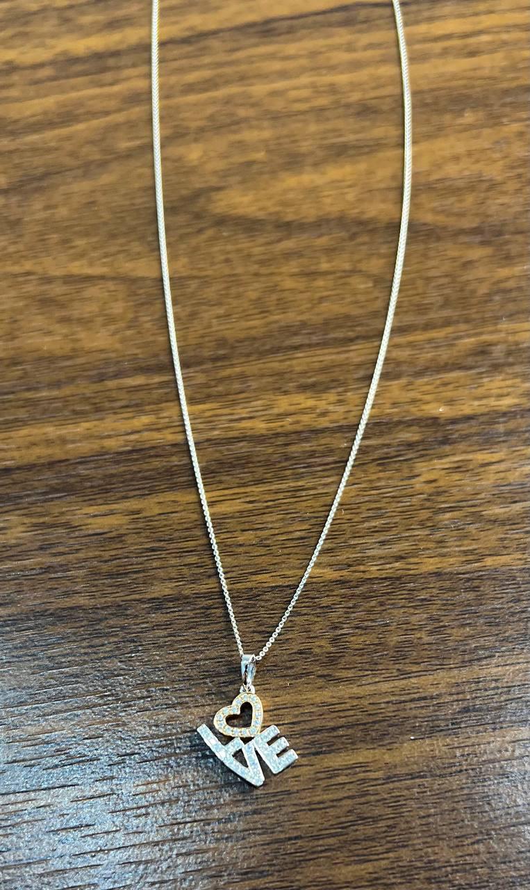 Love Heart Romance Romantic White Diamond 14K White Rose Gold Necklace Pendant