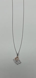 Love Heart Romance Romantic White Diamond 14K White Rose Gold Necklace Pendant
