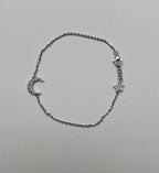 Lunar Moon Star White Brilliant Diamond Pave 18 Karat White Gold Chain Bracelet