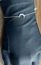 Lunar Moon Star White Brilliant Diamond Pave 18 Karat White Gold Chain Bracelet