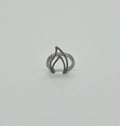 Flame Fire Geometric Triangle Cut White Diamond 14 Karat White Gold Ring