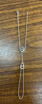 Allah God Lord Finger Ring Chain Diamond Symbol White Gold Statement Bracelet