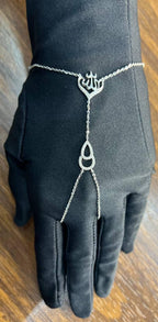 Allah God Lord Finger Ring Chain Diamond Symbol White Gold Statement Bracelet