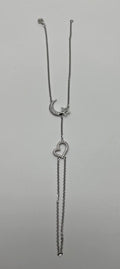 Finger Ring Chain Heart Lunar Diamond Symbol 18K White Gold Statement Bracelet