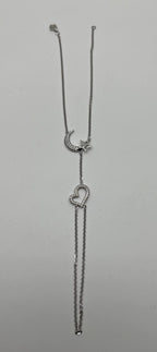 Finger Ring Chain Heart Lunar Diamond Symbol 18K White Gold Statement Bracelet