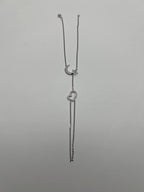 Finger Ring Chain Heart Lunar Diamond Symbol 18K White Gold Statement Bracelet