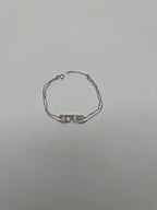 Love Word Romance Romantic White Diamond 18K White Gold Finger Chain Bracelet