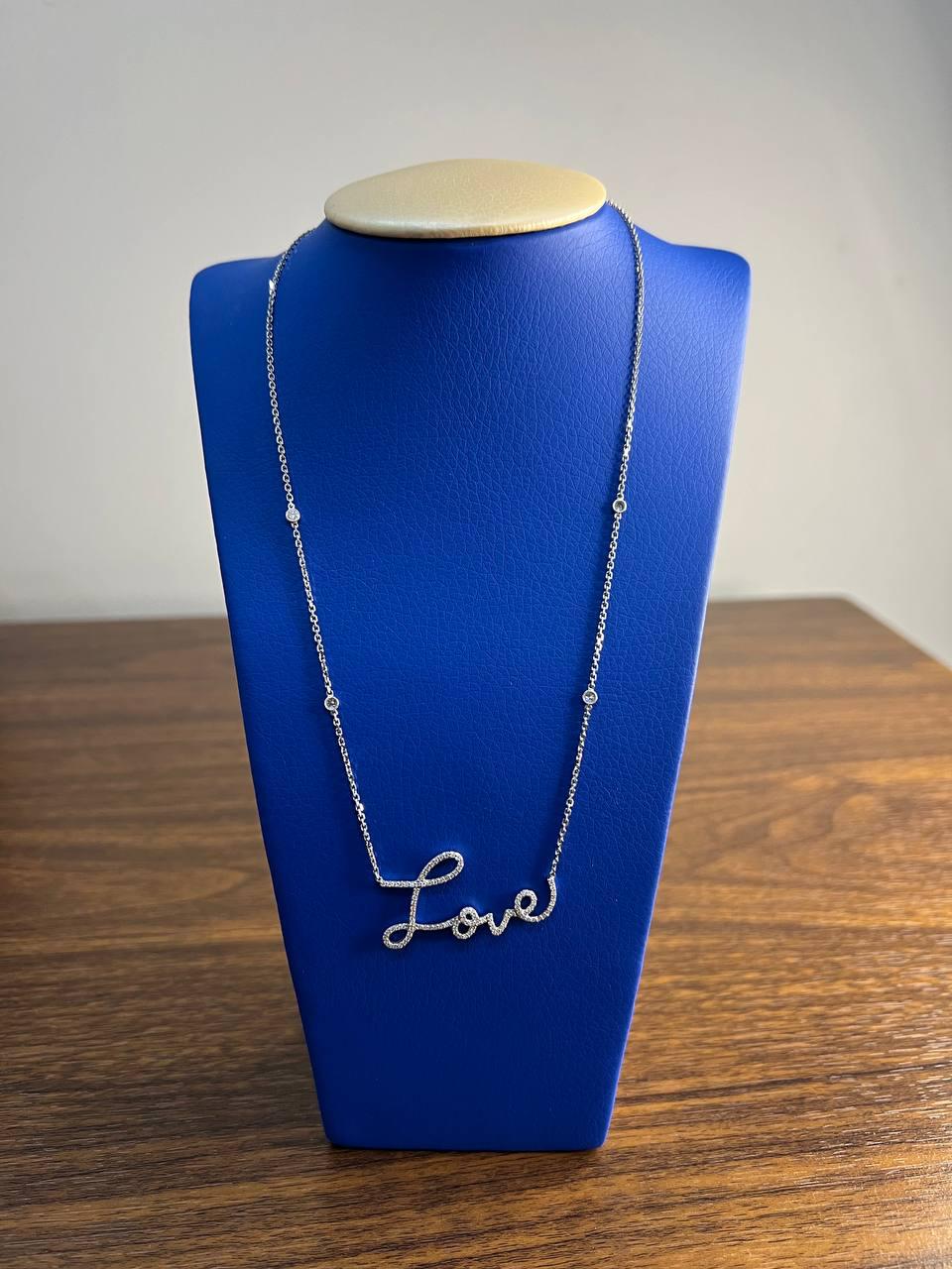 Love Romance Romantic White Diamond 18 Karat White Gold Finger Necklace Pendant