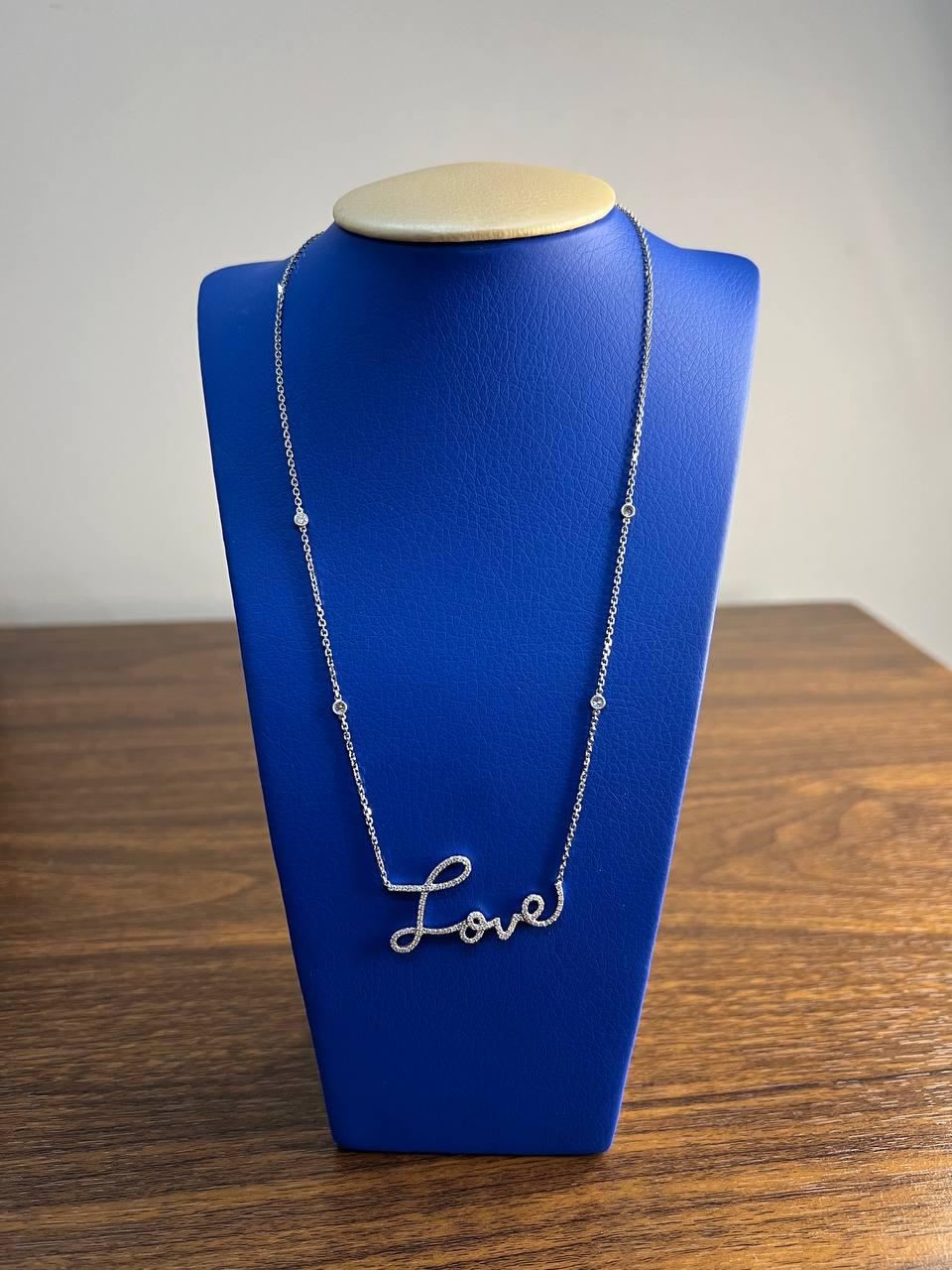 Love Romance Romantic White Diamond 18 Karat White Gold Finger Necklace Pendant