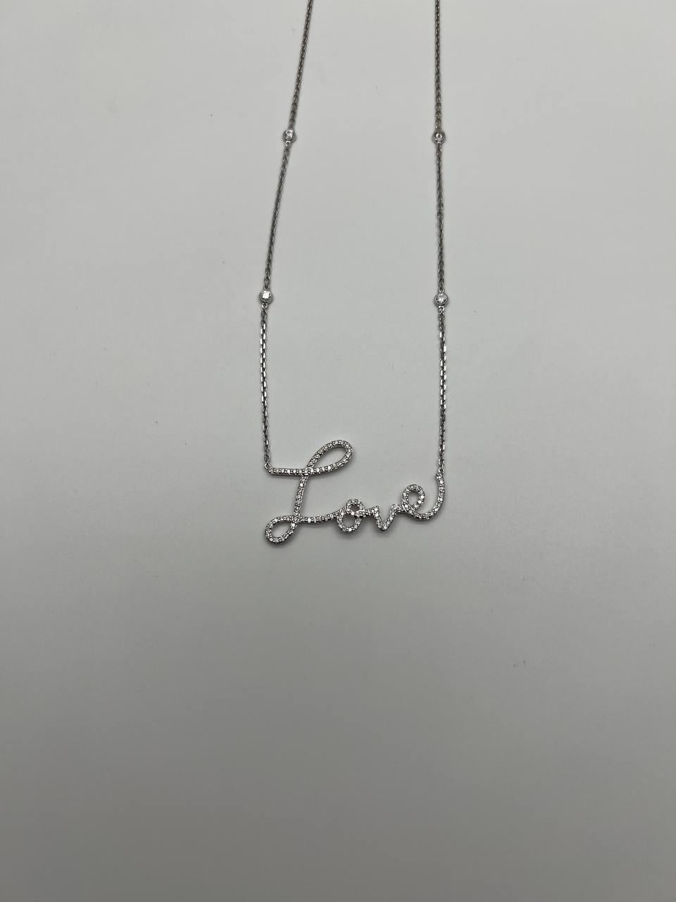 Love Romance Romantic White Diamond 18 Karat White Gold Finger Necklace Pendant