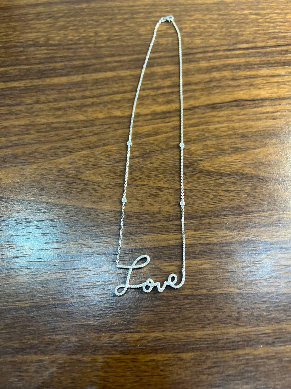 Love Romance Romantic White Diamond 18 Karat White Gold Finger Necklace Pendant
