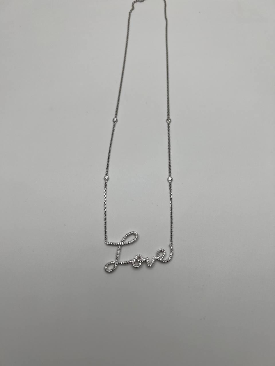 Love Romance Romantic White Diamond 18 Karat White Gold Finger Necklace Pendant