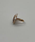 White Agate Diamond 18 Karat Rose Gold Rose Theme Flowers Floral Statement Ring
