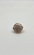 White Agate Diamond 18 Karat Rose Gold Rose Theme Flowers Floral Statement Ring