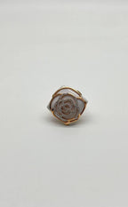 White Agate Diamond 18 Karat Rose Gold Rose Theme Flowers Floral Statement Ring