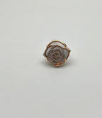 White Agate Diamond 18 Karat Rose Gold Rose Theme Flowers Floral Statement Ring