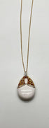 White Agate Diamond 18 Karat Rose Gold Theme Symbol Unique Pendant Necklace