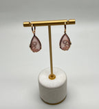 Rose Quartz Diamond 18 Karat Rose Gold Rose Theme Flowers Floral Drop Earrings