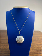 White Agate Diamond 18 Karat Rose Gold Theme Flowers Floral Pendant Necklace