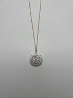 White Agate Diamond 18 Karat Rose Gold Theme Flowers Floral Pendant Necklace