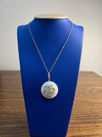 White Agate Diamond 18 Karat Rose Gold Theme Flowers Floral Pendant Necklace
