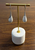 White Agate Cabochon White Pave Diamonds 18 Karat Rose Gold Unique Drop Earrings