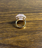 Rose Quartz Diamond 18 Karat Rose Gold Rose Theme Flowers Floral Statement Ring