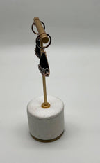 Black Onyx Cabochon Diamond 18 Karat Rose Yellow Gold Floral Swirl Drop Earrings