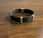 Black Cable Multi Row with 18K White Gold Diamonds Filigree Statement Bracelet