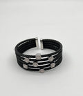 Cable Multi Row with 18K White Gold White Diamonds Filigree Statement Bracelet