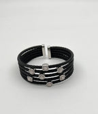 Cable Multi Row with 18K White Gold White Diamonds Filigree Statement Bracelet