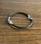 Cable Single Row with 18K White Gold White Diamonds Filigree Statement Bracelet
