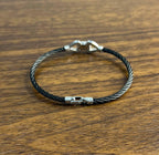 Cable Single Row with 18K White Gold White Diamonds Filigree Statement Bracelet