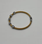 Yellow Cable Multi Row with 18K White Gold Diamonds Filigree Statement Bracelet