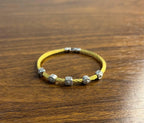 Yellow Cable Multi Row with 18K White Gold Diamonds Filigree Statement Bracelet