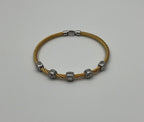 Yellow Cable Multi Row with 18K White Gold Diamonds Filigree Statement Bracelet