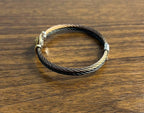 Brown Black Cable Row 18K Rose White Gold Diamonds Filigree Statement Bracelet