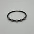 Black Cable Row with 18K White Gold Diamonds Filigree Statement Steel Bracelet