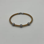 Yellow Cable Row Steel 18 Karat White Gold Diamonds Filigree Statement Bracelet