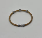 Yellow Cable Row Steel 18 Karat White Gold Diamonds Filigree Statement Bracelet