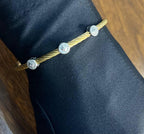 Yellow Cable Row with 18 Karat White Gold Diamonds Filigree Statement Bracelet