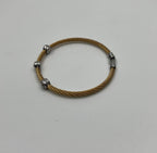 Yellow Cable Row Steel 18 Karat White Gold Diamonds Filigree Statement Bracelet