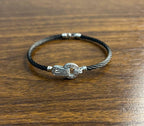 Black Steel Cable Row 18 Karat White Gold Diamonds Filigree Statement Bracelet