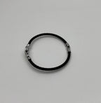 Black Steel Cable Row 18 Karat White Gold Diamonds Filigree Statement Bracelet